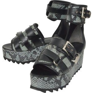 NEW $1870 Christian Dada Ballad Platform Sandals! JP 24 US 8  Blue Faux Python